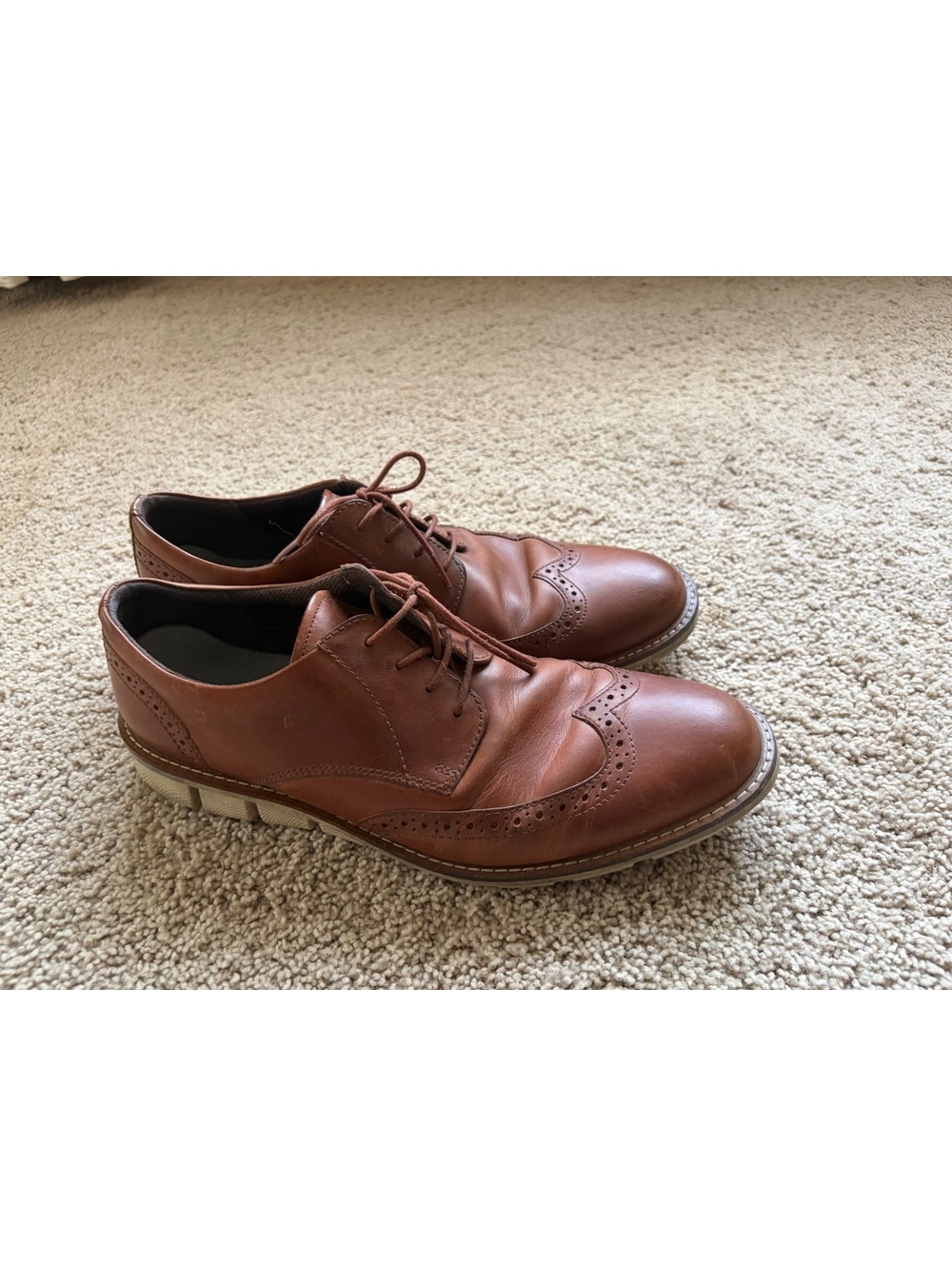 ECCO Men's ST.1 Hybrid Wingtip Oxford leather upper brown shoes Size 12 lace up